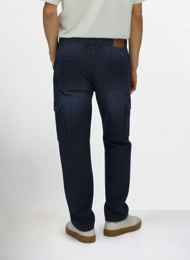 The Indian Garage Co Men Relaxed Fit Solid Cargo Pocket Mid-Rise Jeans - Image 2
